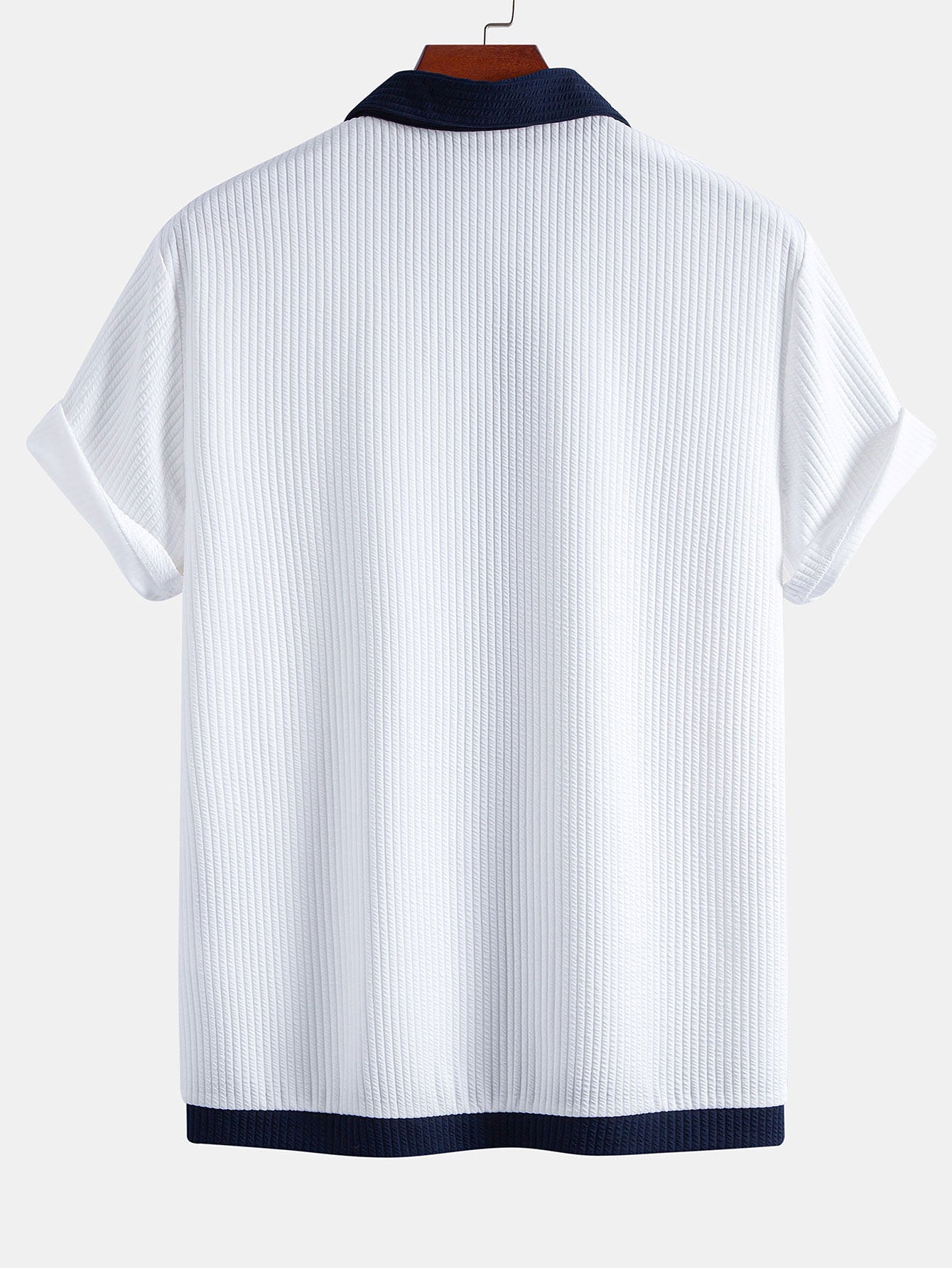 Contrast Ribbed Button Up Shirt