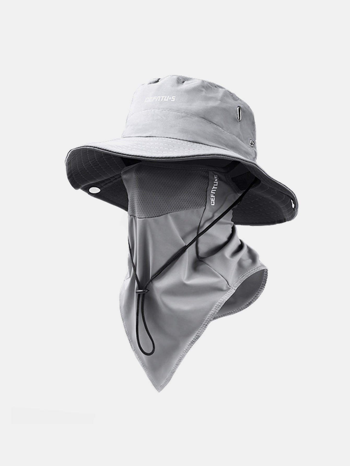 Outdoor Wide-Brimmed Sun Hat With Foldable Brim And Elastic Breathable Mesh Face Mask