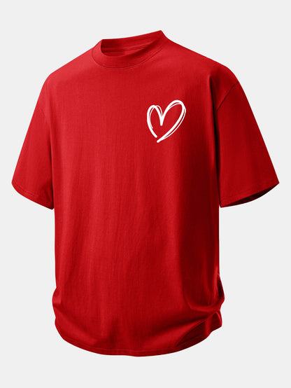 Relax Fit Heart Print Cotton T-Shirt