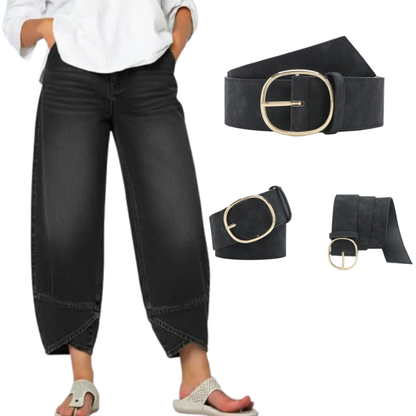 Casual Women's Jeans with Asymmetrical Hem & Loose Fit (S-3XL)