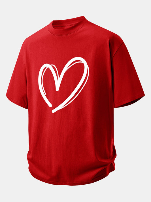 Relax Fit Heart Print Cotton T-Shirt