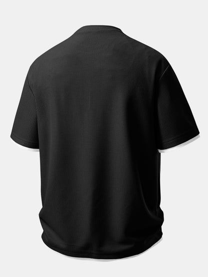 Relax Fit 2 In 1 Waffle Crew Collar T-Shirt