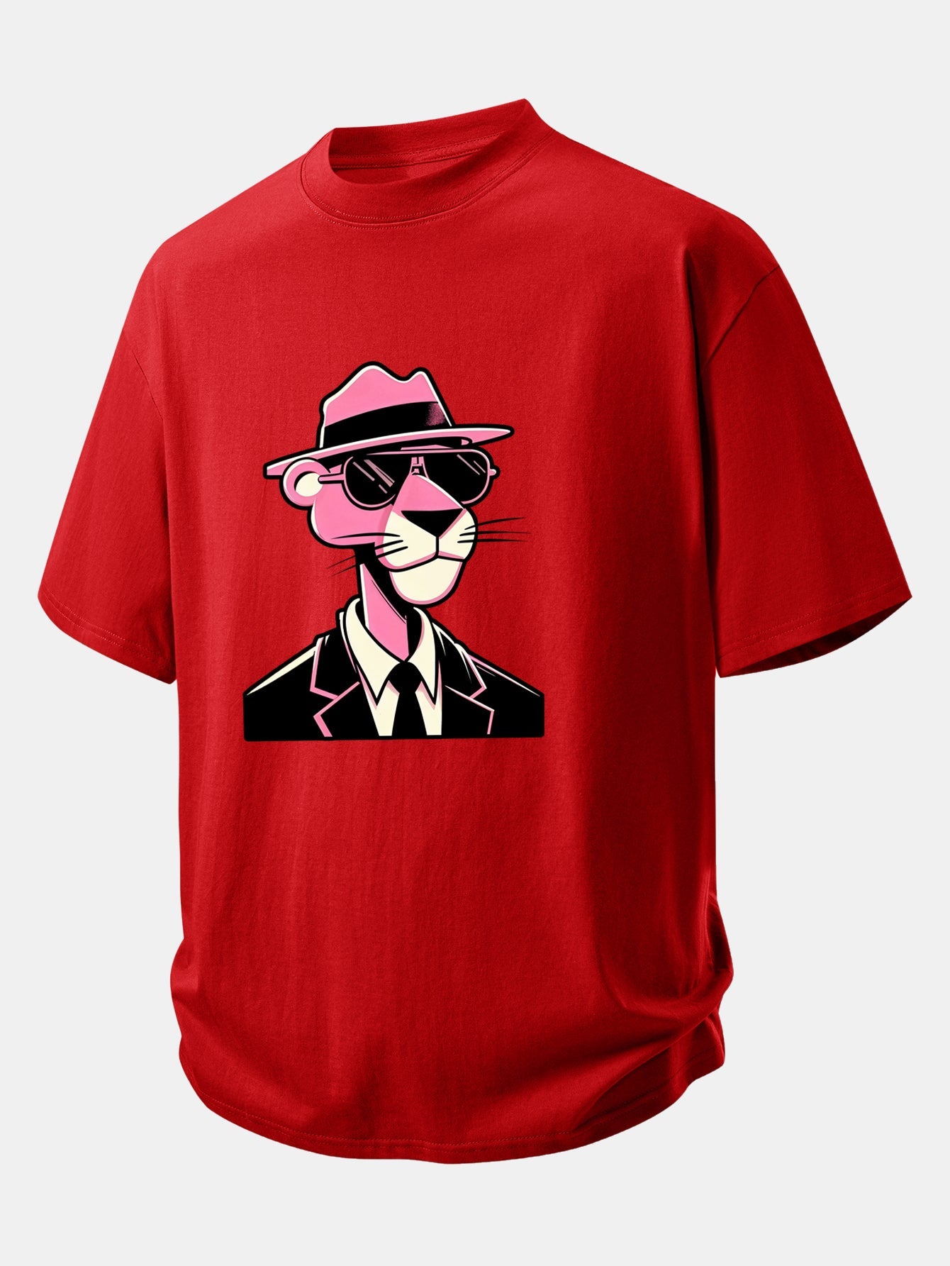 Relax Fit Pink Panther Gentleman Print Cotton T-Shirt