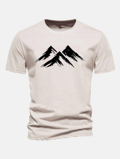 Regular Fit Mountain Print Cotton T-Shirt
