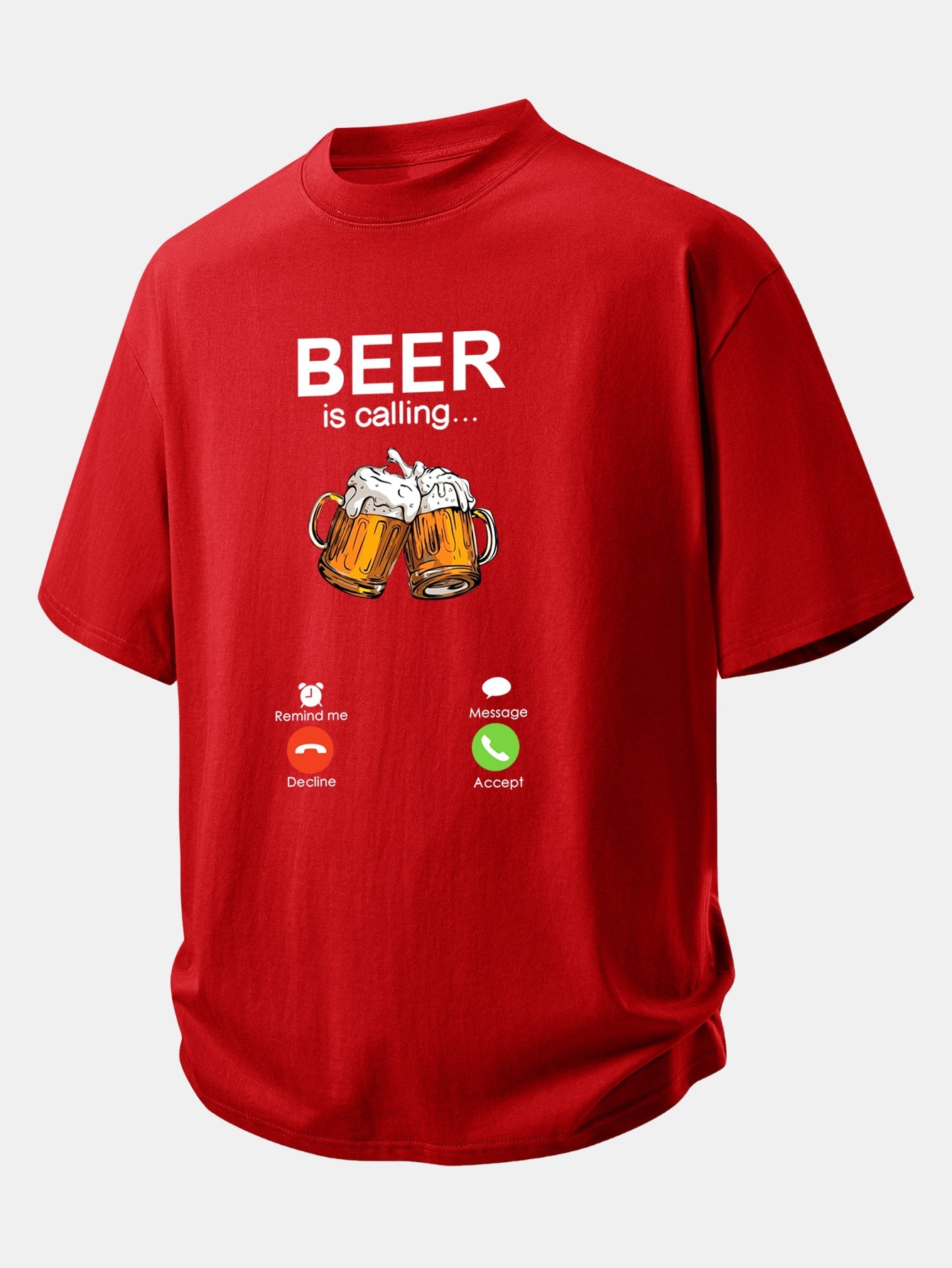 Relax Fit Beer Is Calling Print Cotton T-Shirt