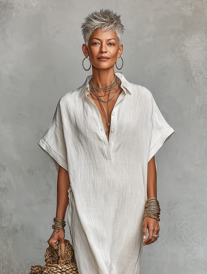 Minimalist Loose Shirt Maxi Dress