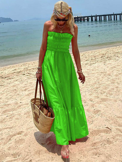 Smocked Bust Off-Shoulder Vacation Maxi Dress