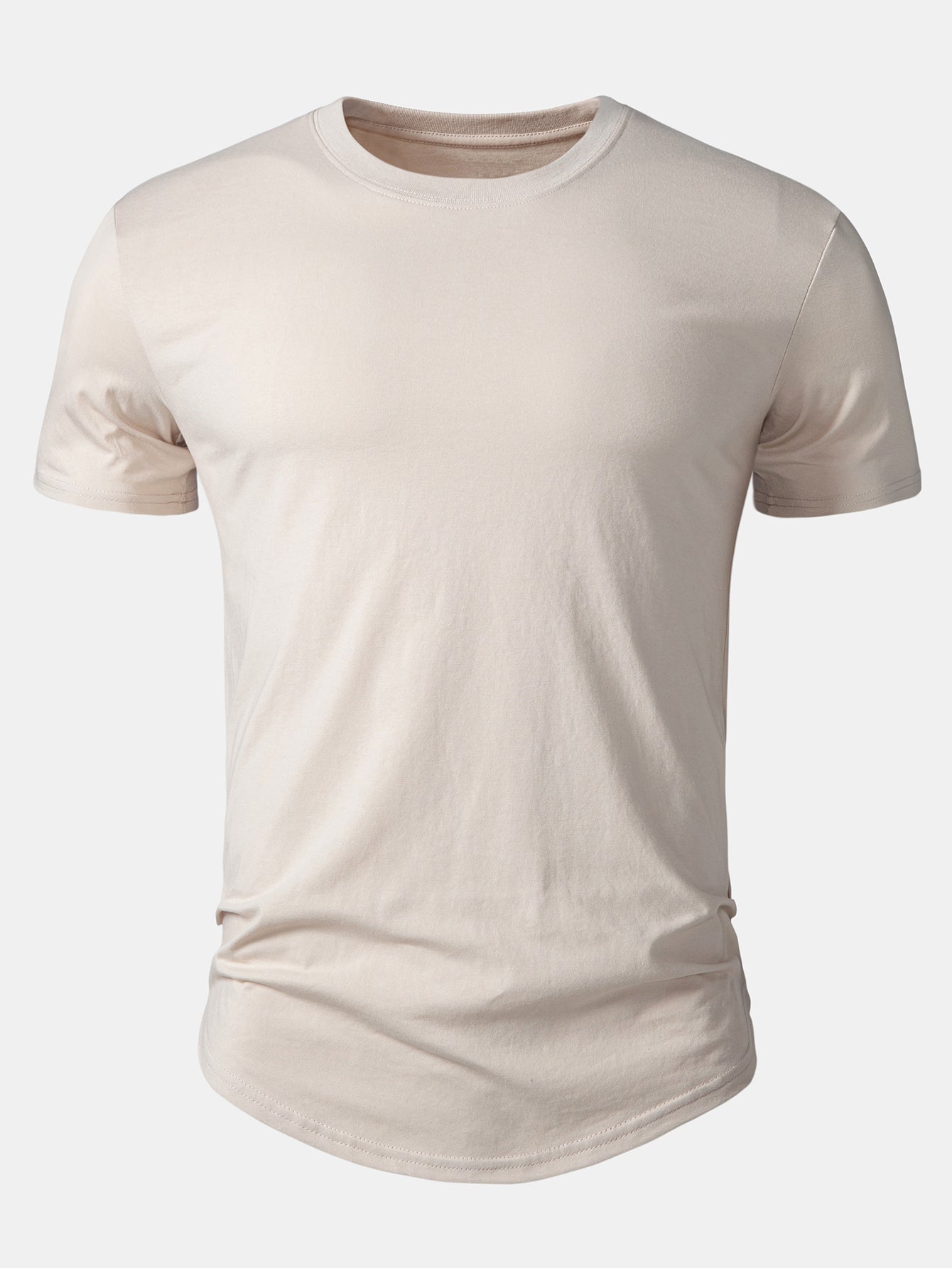 Basic Cotton Arc Hem T-Shirt