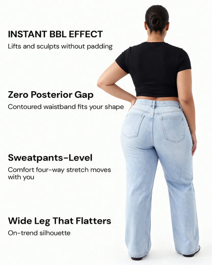 BBL Wide Leg Jeans Mid Rise
