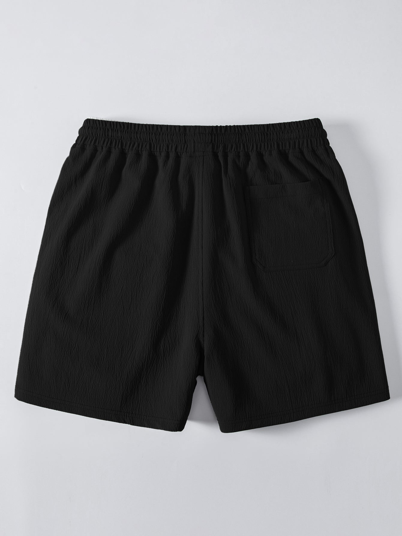 Crinkled Textured Shirt & Crinkle Textured Drawstring 5" Shorts