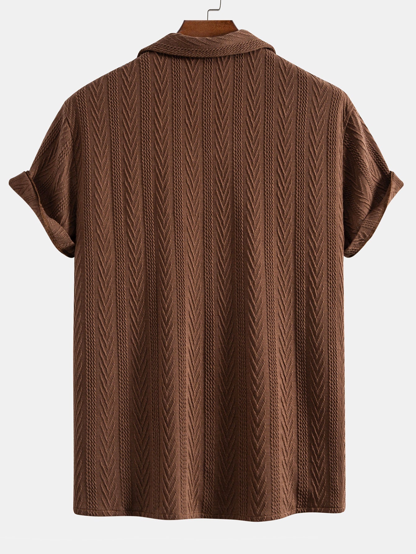 Texture Jacquard Cuban Shirt & Crinkle Textured Drawstring 5" Shorts