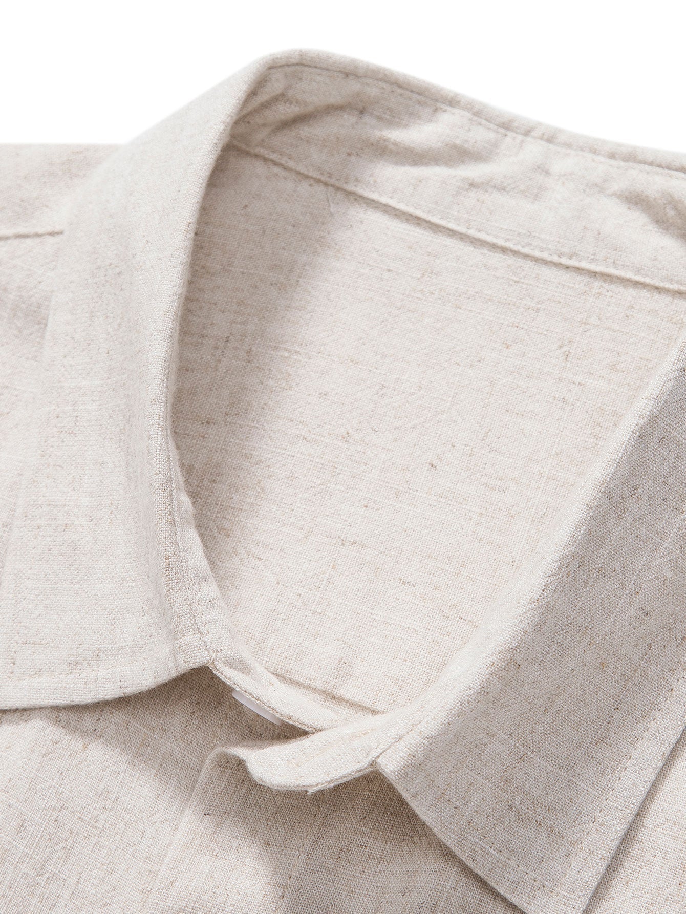 Linen Rayon Blend Button Up Shirt & Stripe Straight Leg Linen Pants