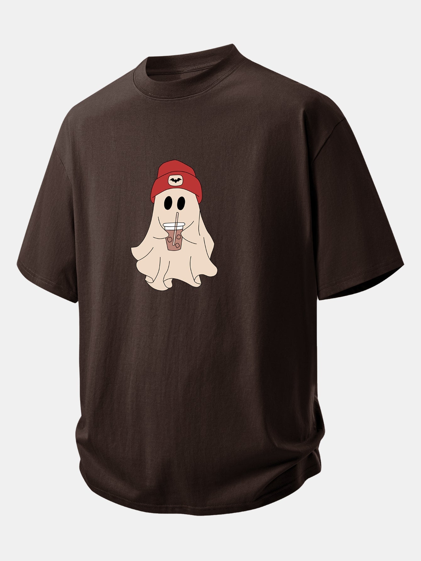 Relax Fit Red Hat Ghost Print Cotton T-Shirt