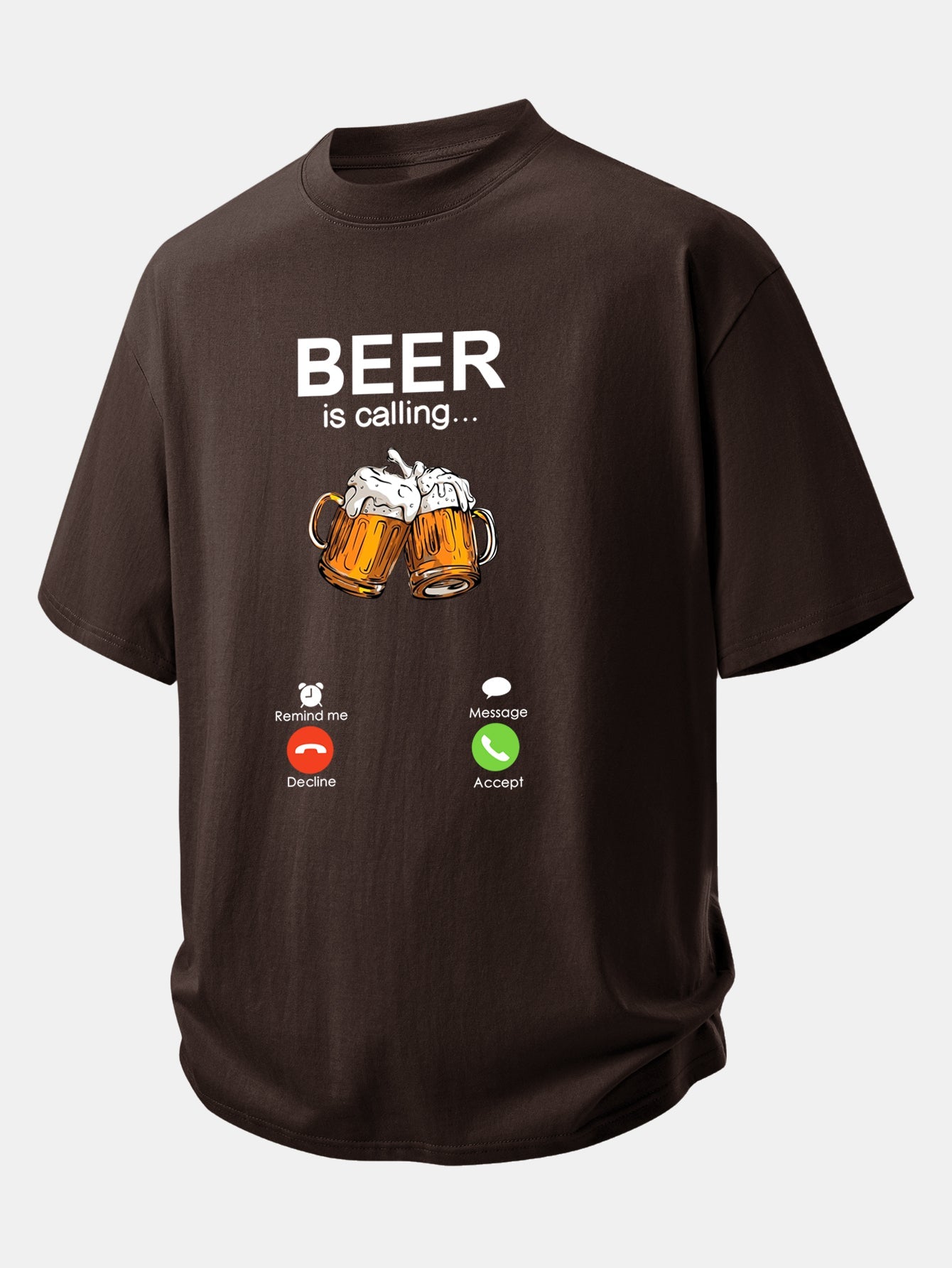 Relax Fit Beer Is Calling Print Cotton T-Shirt