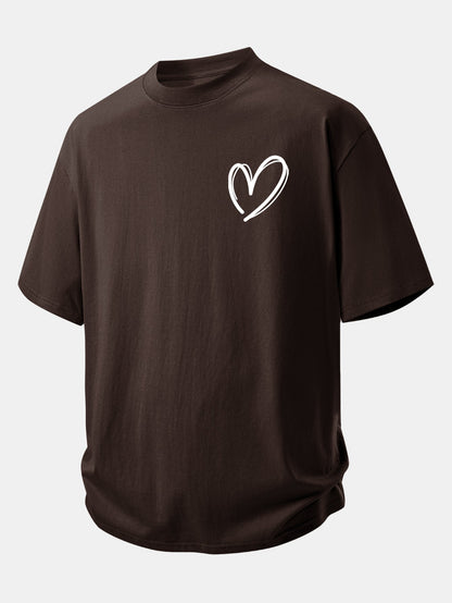 Relax Fit Heart Print Cotton T-Shirt