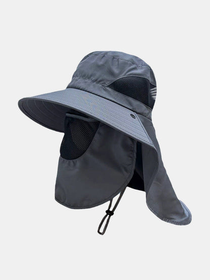 Wide Brim Bucket Hat with Detachable Face & Neck Flap