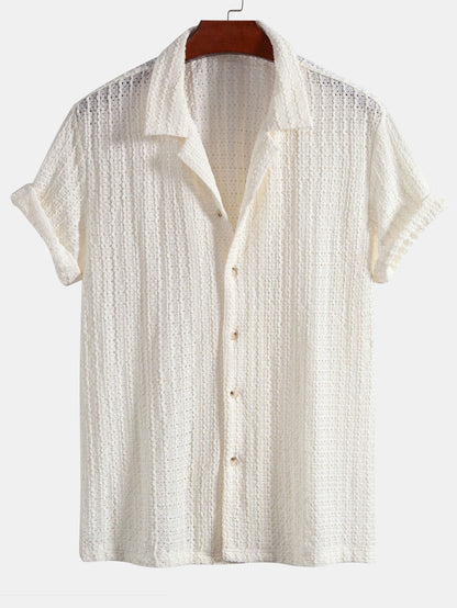 Texture Jacquard Cuban Shirt & Crinkle Textured Straight Leg Pants