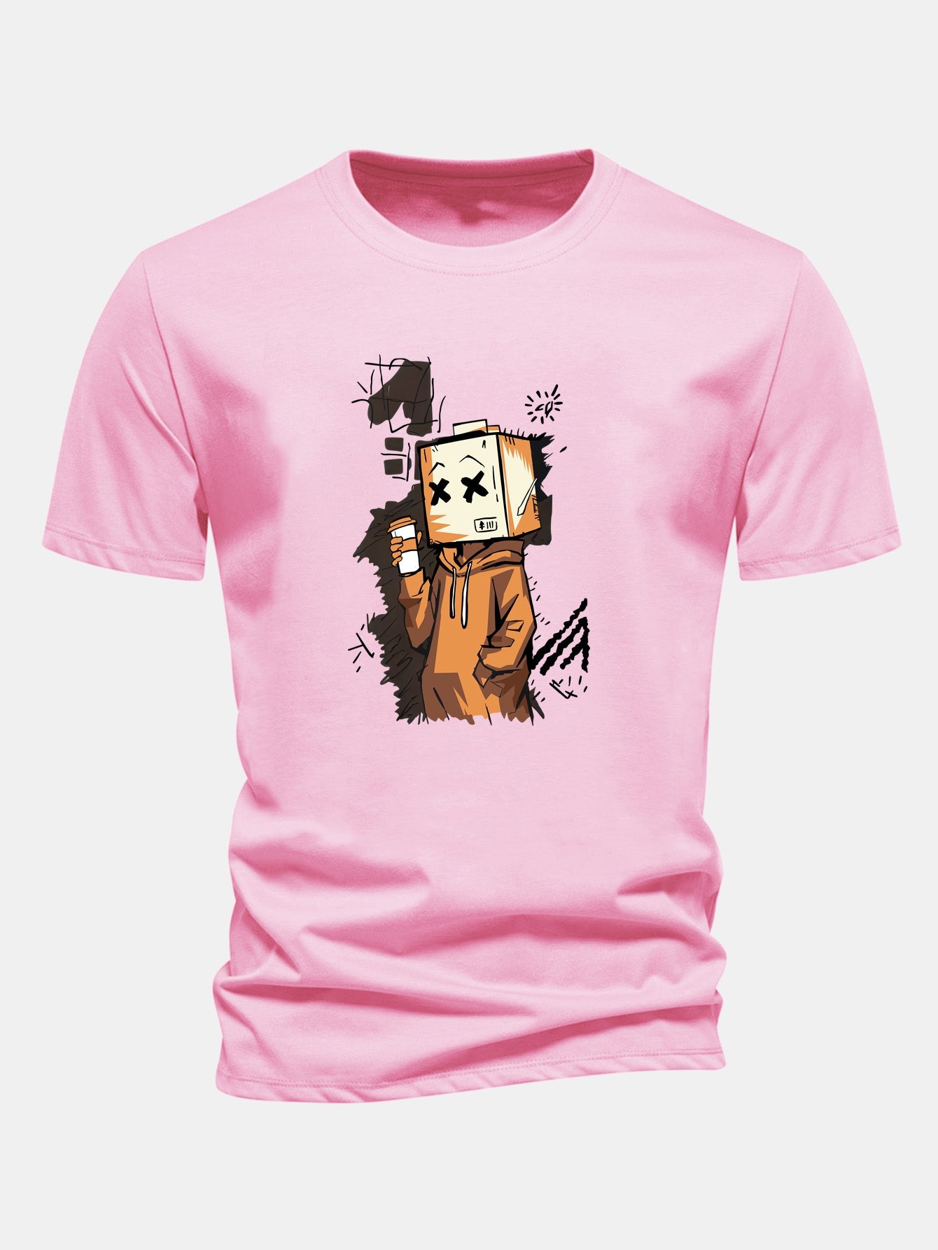Regular Fit Cartoon Box Head Print Cotton T-Shirt