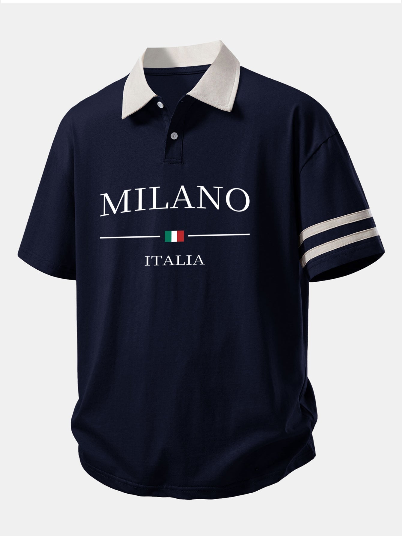 Relax Fit Milano Print Contrast Collar Polo Shirt