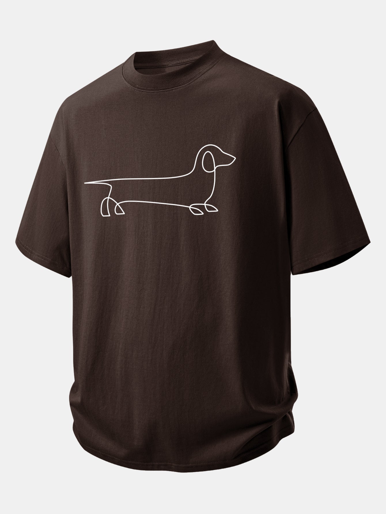 Relax Fit Line Dachshund Print Cotton T-Shirt