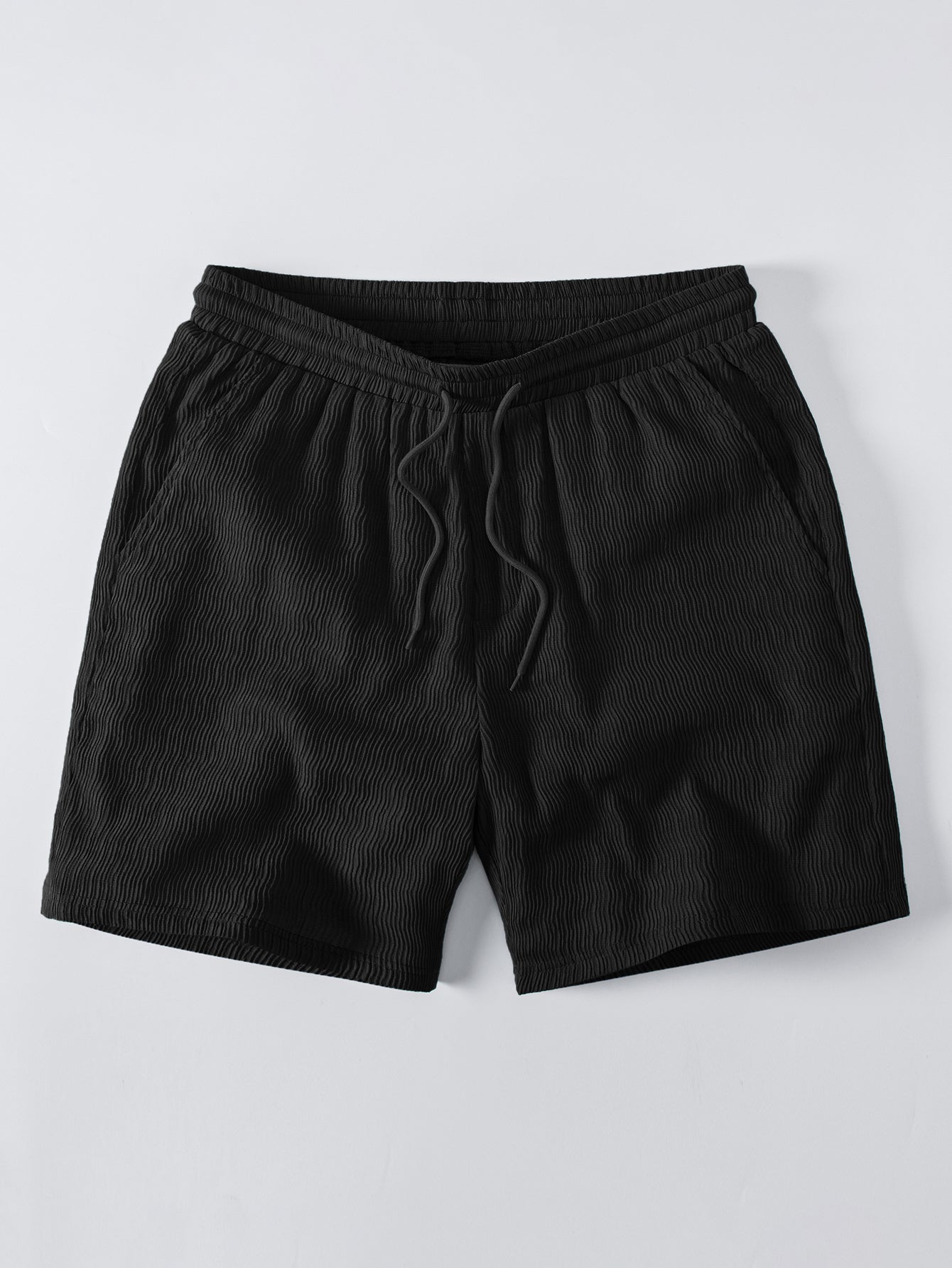 Textured Seersucker Short Sleeve Shirt & Drawstring Shorts Set