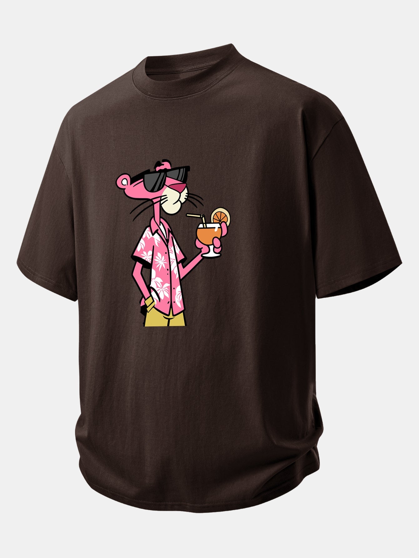 Relax Fit Vacation Pink Panther Print Cotton T-Shirt
