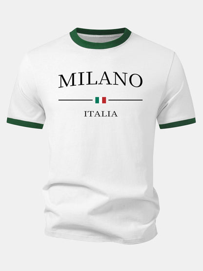 Milan Print Contrast Ringer T-Shirt