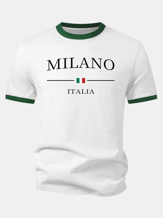 Milan Print Contrast Ringer T-Shirt