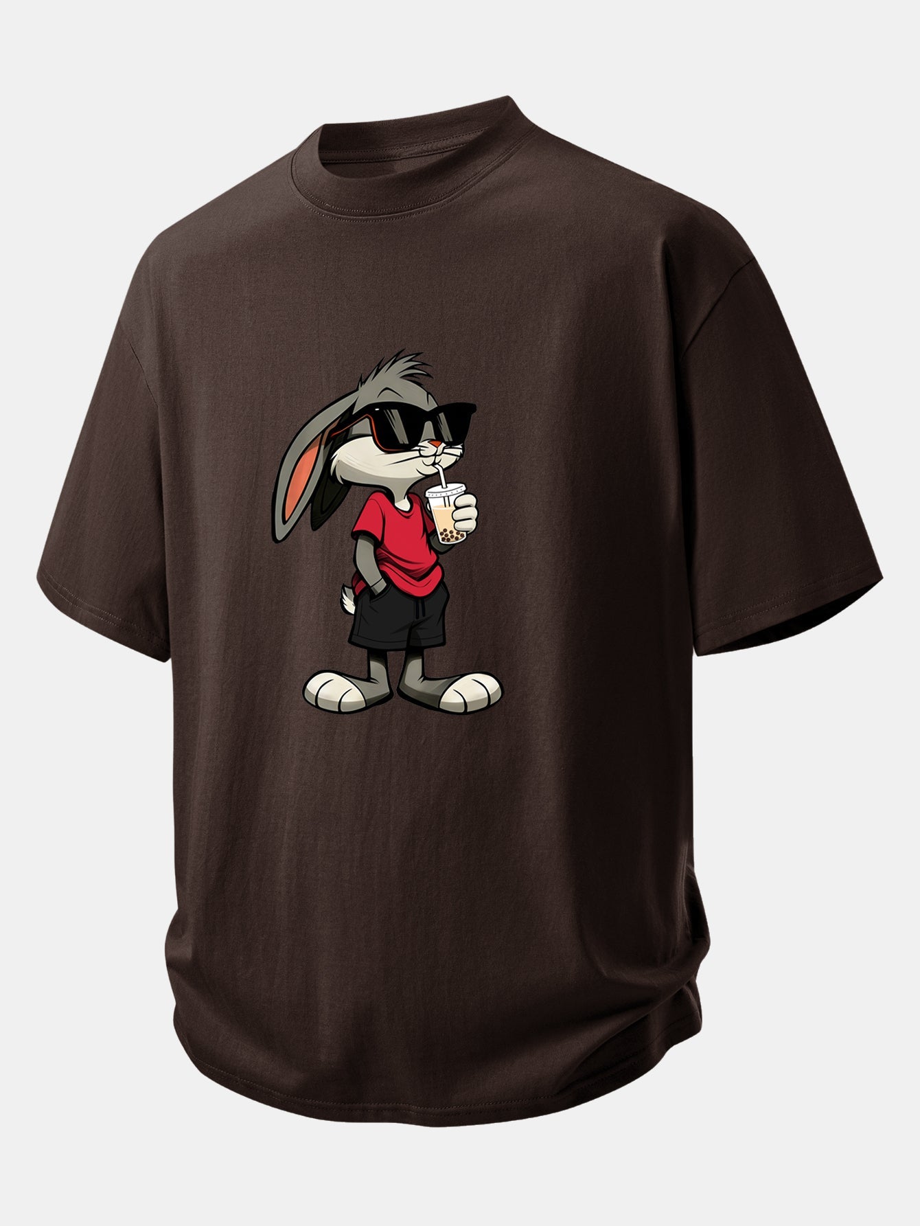 Relax Fit Cartoon Rabbit Print Cotton T-Shirt