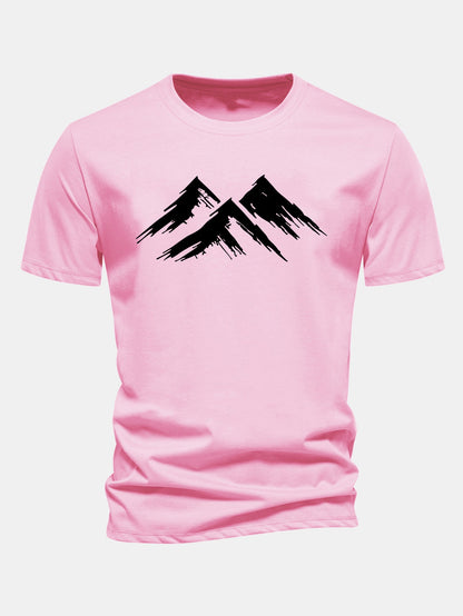 Regular Fit Mountain Print Cotton T-Shirt