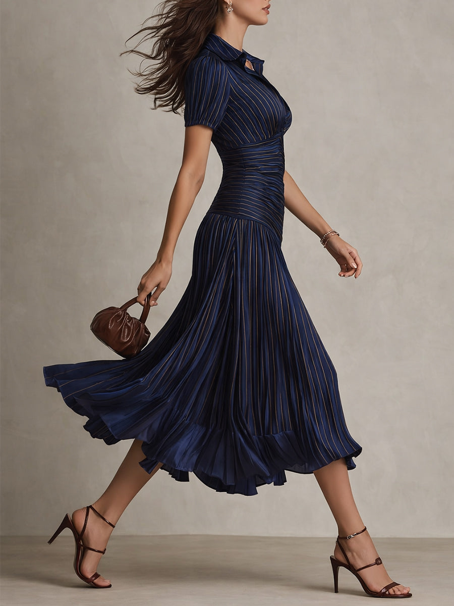 Adriana Retro Stripe Satin Midi Dress