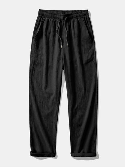 Geometric Jacquard Button Up Shirt & Crinkle Textured Straight Leg Pants