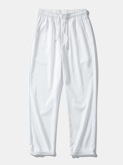 Crochet  V Neck Polo Shirt & Crinkle Textured Straight Leg Pants