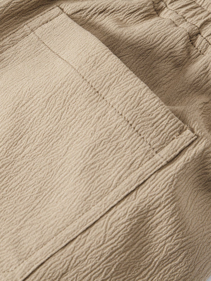 Crinkle Textured Drawstring 5" Shorts