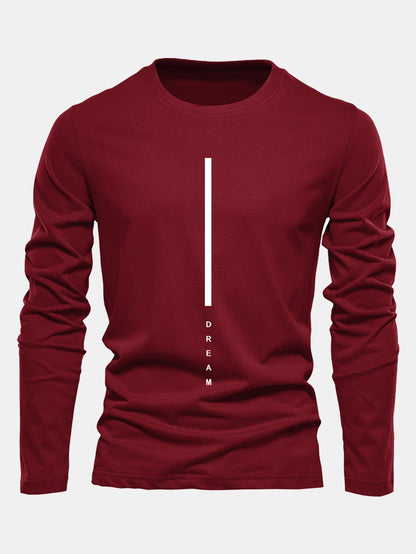 Long Sleeve Dream Stripe Print Cotton T-Shirt