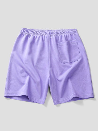 Relax Fit Purple Hat Ghost Print Cotton T-Shirt & Cotton Drawstring 7" Shorts