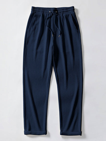 Contrast Ribbed Button Up Shirt & Straight Leg Ribbed Pants