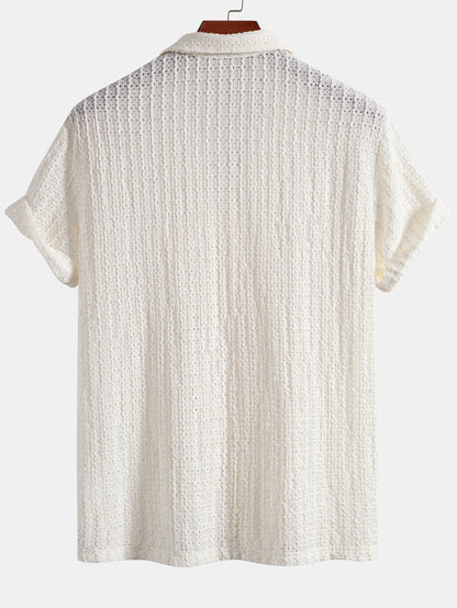 Texture Jacquard Cuban Shirt & Crinkle Textured Straight Leg Pants