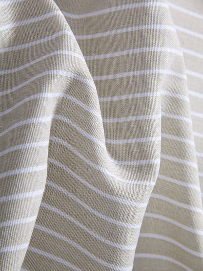 Linen Rayon Blend Button Up Shirt & Stripe Straight Leg Linen Pants