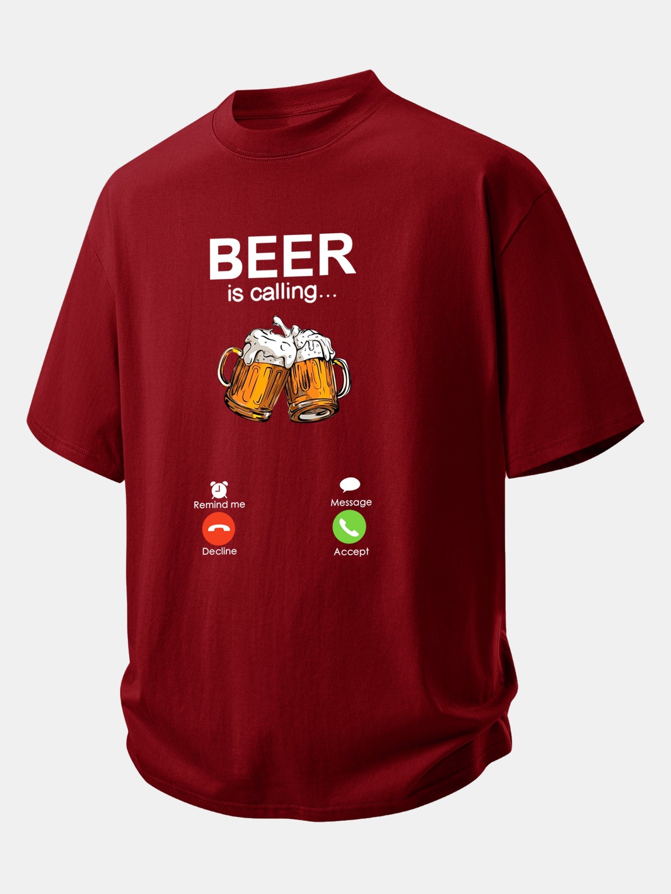 Relax Fit Beer Is Calling Print Cotton T-Shirt
