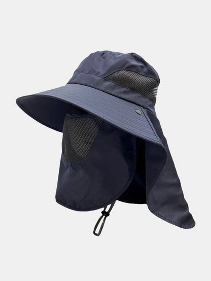 Wide Brim Bucket Hat with Detachable Face & Neck Flap