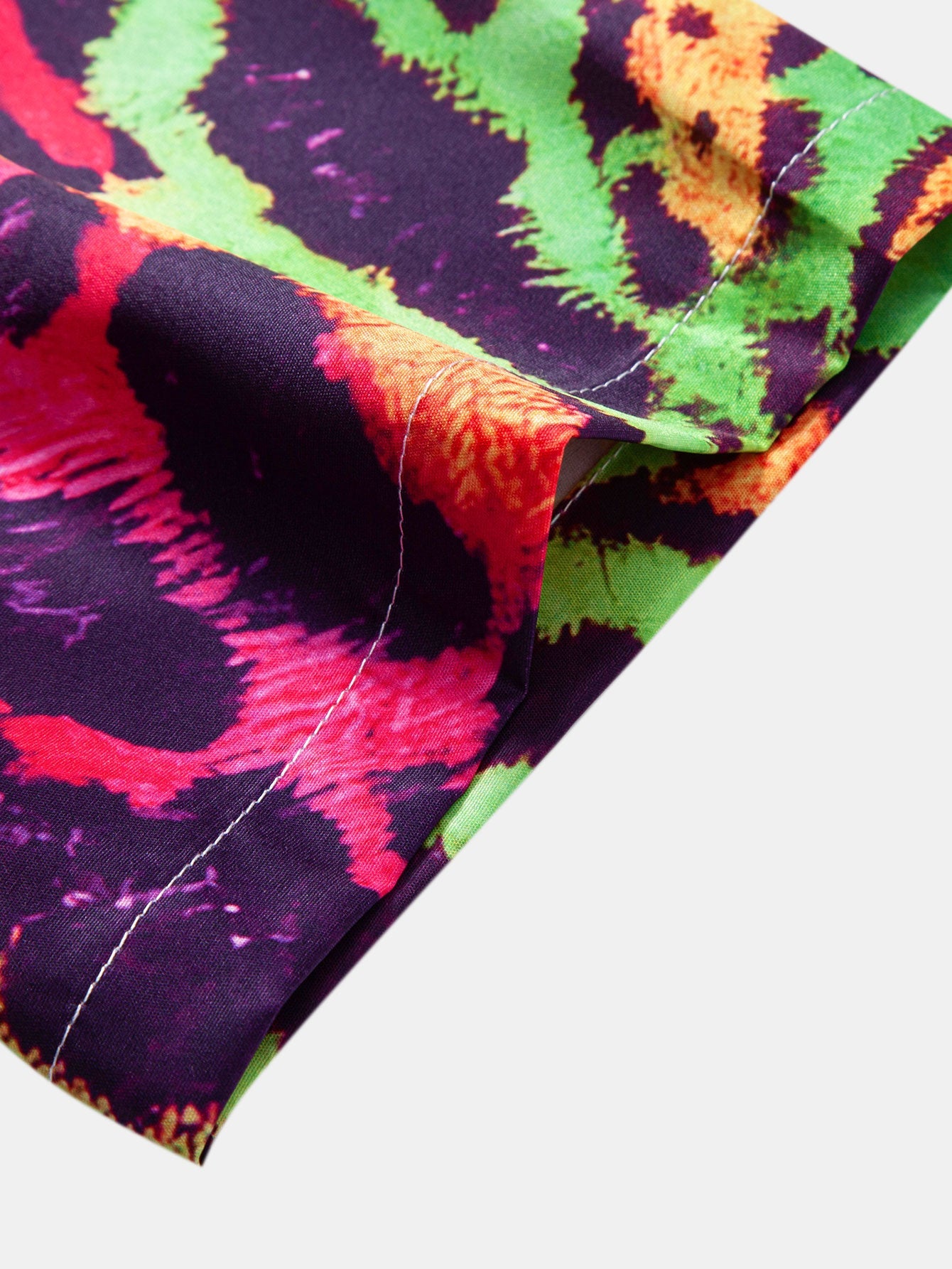 Colorful Leopard Print Button Up Shirt & Swim Shorts