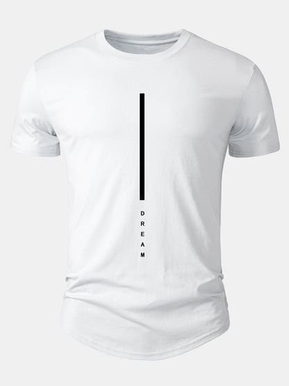 Dream Stripe Print Cotton Arc Hem T-Shirt