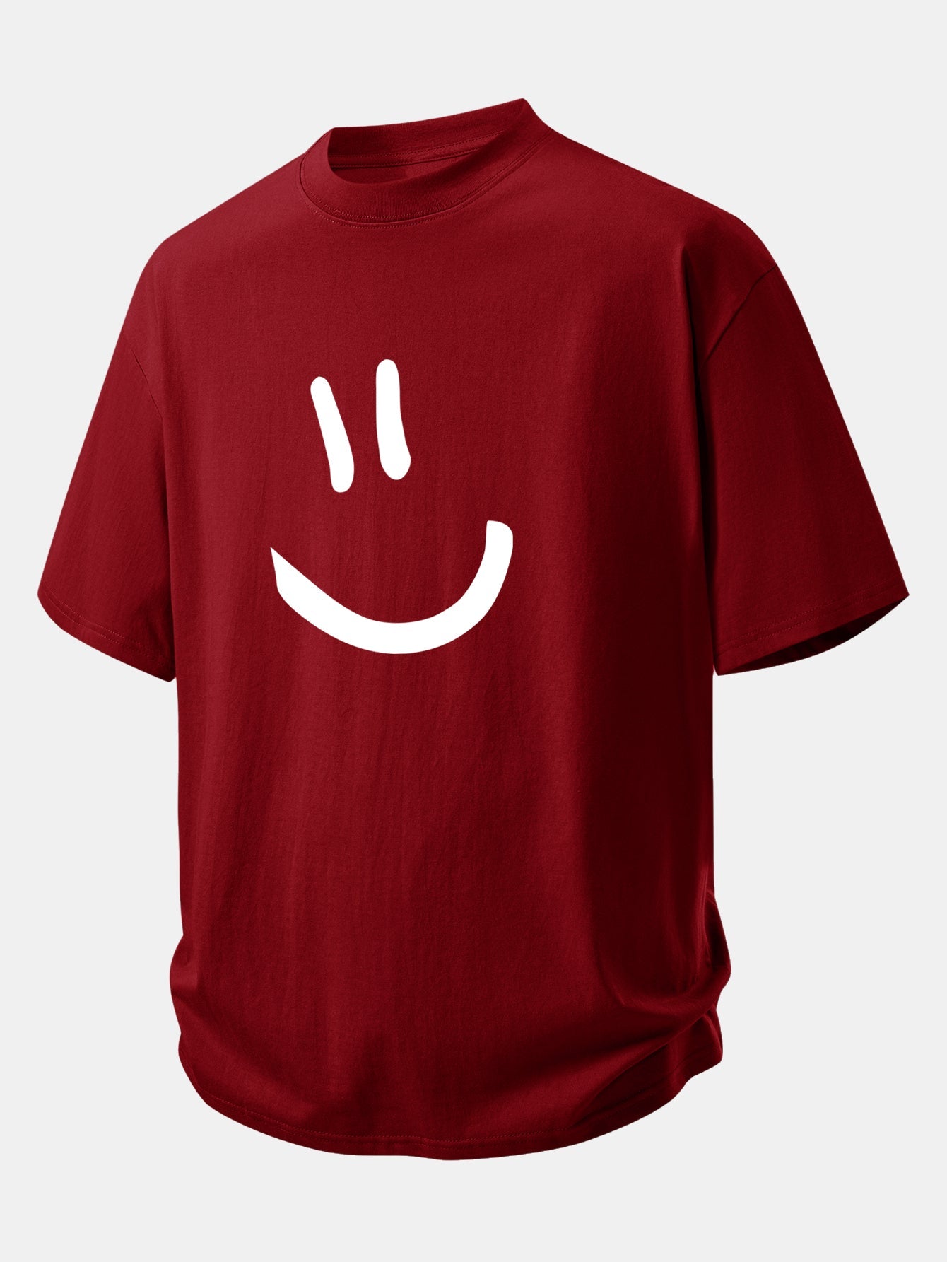 Relax Fit Smiley Face Print Cotton T-Shirt
