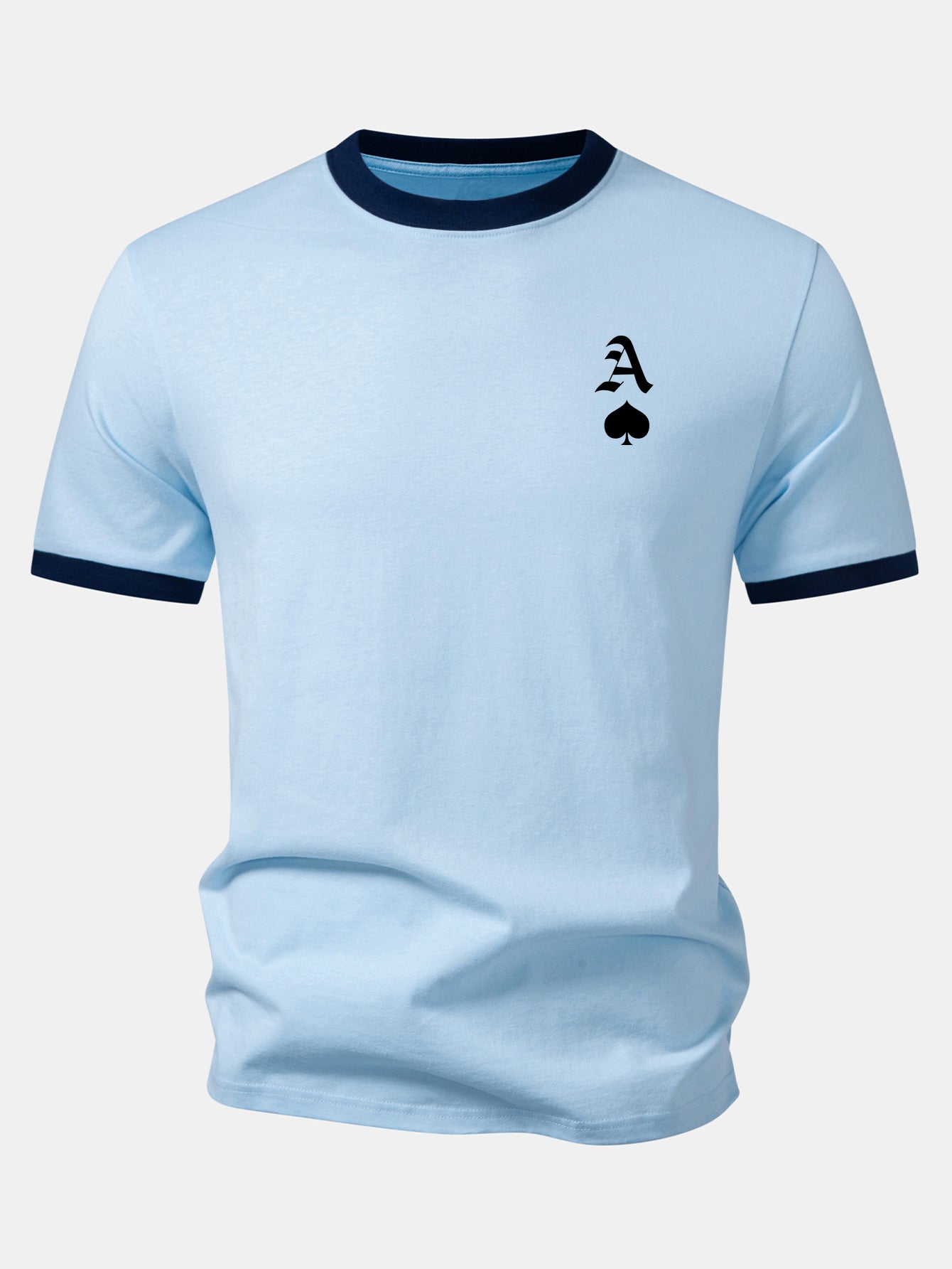 Ace Of Spades Print Contrast Ringer T-Shirt