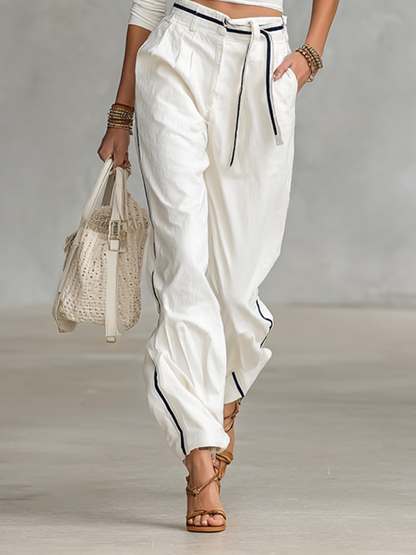 Half-High Collar Long Sleeve T-Shirt & Straight Pants Set