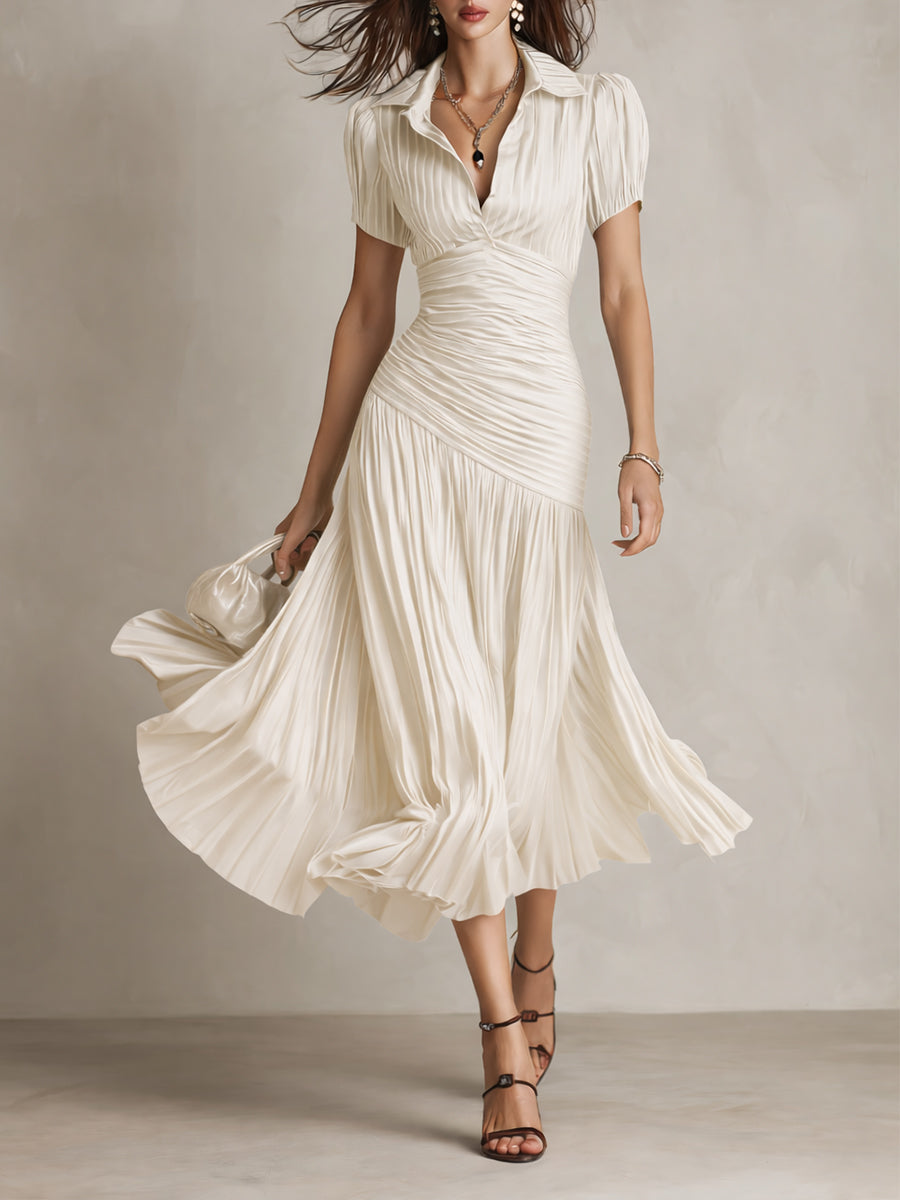 Adriana Retro Stripe Satin Midi Dress