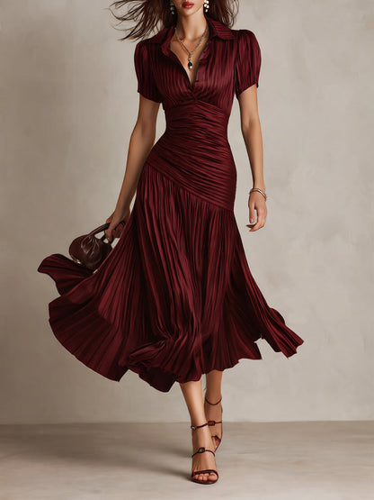 Adriana Retro Stripe Satin Midi Dress