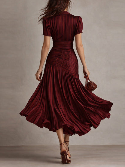 Adriana Retro Stripe Satin Midi Dress