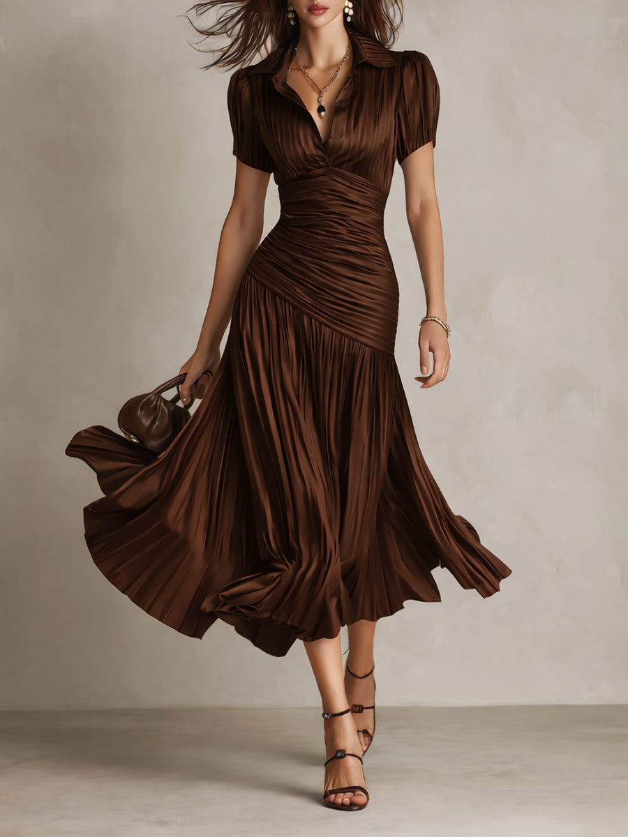 Adriana Retro Stripe Satin Midi Dress